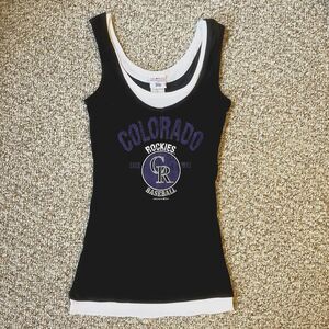 NWT MLB Colorado Rockies Tank Top Womens Size M Black Logo Baseball Fan Layered